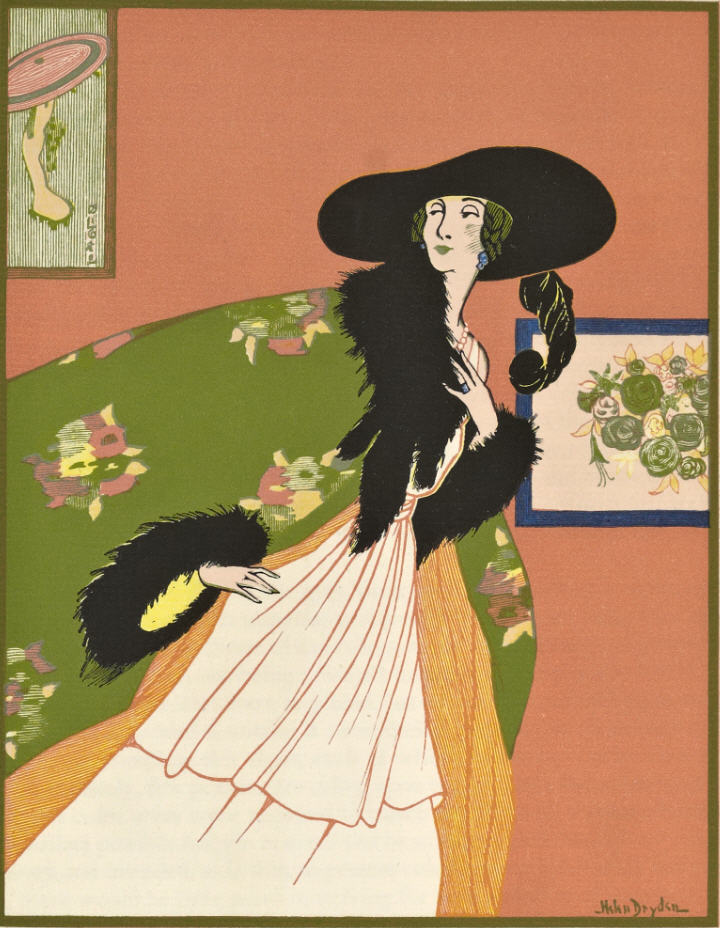 From the 1921 book, "A Grammar of Color": A Design by Miss Helen Dryden for Vogue showing unbalanced color. Plate engraved by Rudolph Ruzicka.