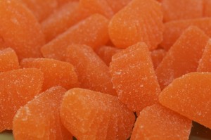 A pile of orange candies
