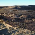wide shot of Pueblo Bonito dig site