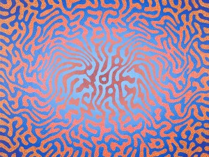 Andrew Werth painting using Munseel color system and bold lines and pigments“The I in Disguise”, acrylic on canvas, 30x40 inches, 2011
