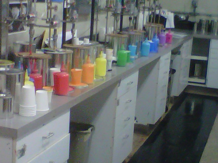 Munsell color lab bottles on color