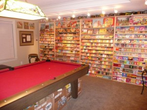 Shelves full of crayons in Ed Welter's crayon collection.