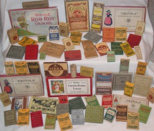 An assortment of old boxes of crayons, from Ed Welter, crayon collector