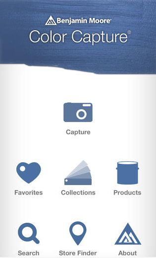 Screen shot of the Benjamin Moore Paint color app, Color Capture