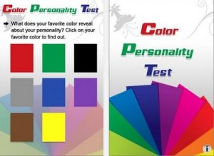 Screenshots from the Color Personality Test color phone app.