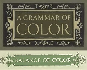Book Cover Plate for "A Grammar of Color" and "Balance of Color" heading title - Image from A.H. Munsell's Introduction - Balance of Color
