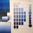 A Munsell Hue 5PB chart and polymer clay demonstrating various color flow exercises