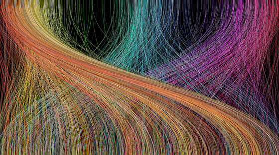 A swirly pattern of lines in various colors shows the influence of colors on emotion