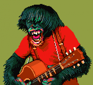 Alex Hanson-White's finished example of a chimpanzee illustration, creating Pixel Art using Munsell Color Theory.