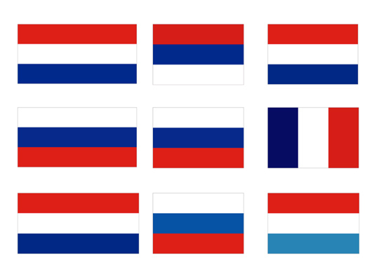 flag with red and white stripes and blue triangle