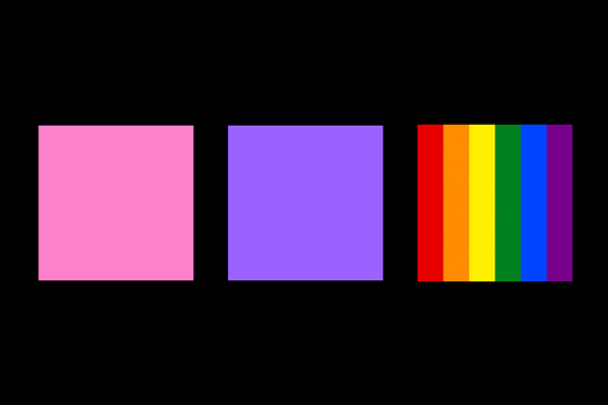 LGBT colors of pink, purple and the rainbow.