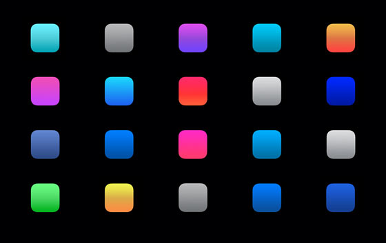 Different colored icons set on 