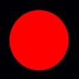 A red circle in the center of a black square