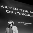Neil Harbisson giving presentation, "Art in the Age of Cyborgs" in 2013.