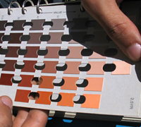 A student uses a Munsell Color Chart in the field to determine how soil is formed