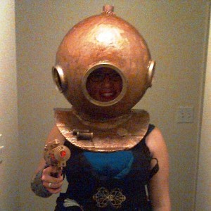 Photo of Alison Borealis, environmental scientist and sustainability advocate, in a costume.