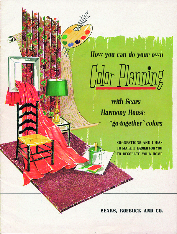 An excerpt from Sears catalog showing home goods in various colors for planning purposes