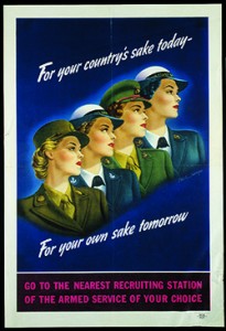 An Armed Services poster showing the women's new uniform colors