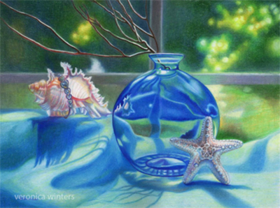 A drawing by Veronica Winters that uses value to create the atmosphere of being under the sea