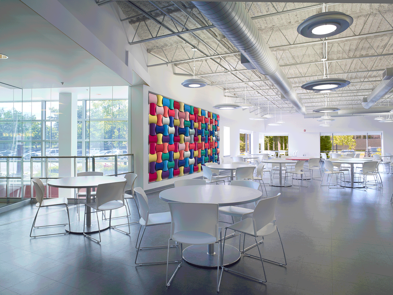 An example of the E-Ink Prism technology and how the color changing wall looks in an open space