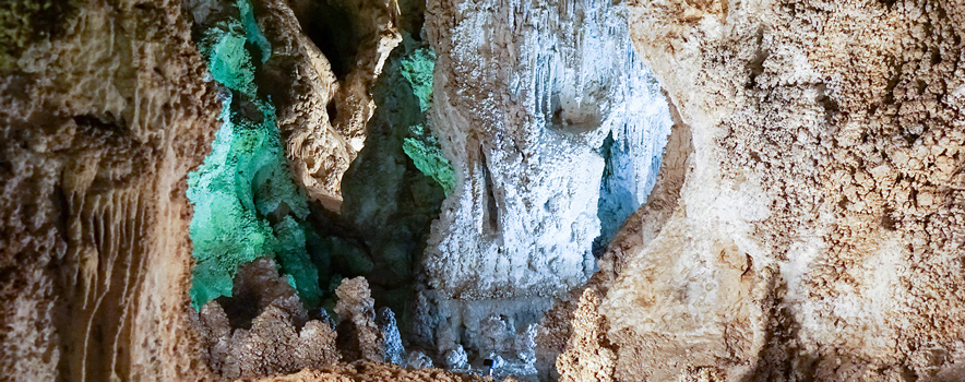 The brown, green and white colors of Carlsbad Caverns National Park