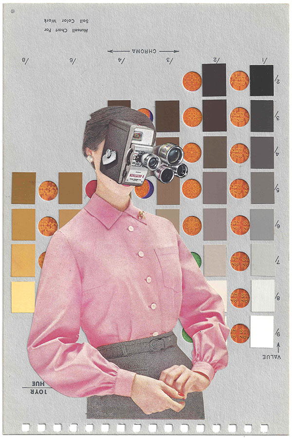 A collage by Chad Yenney featuring a Munsell color chart, 