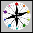 A charts showing colors in a circle with split complementary color harmony